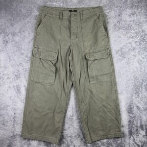 Vans Cargo Pant Men 33x25.5 Olive Green Relaxed Wide Leg Utility Baggy Y2K Skate